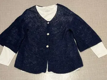 HUMAN WOMAN 네이비 니트 가디건 팔분 소매