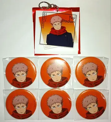 주술회전 애니메이션전 아크릴 키링 캔뱃지 이타도리 유우지 7개 세트
