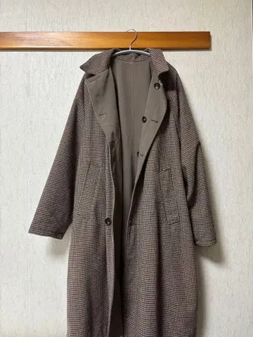 브라운 체크 스텐카라 코트