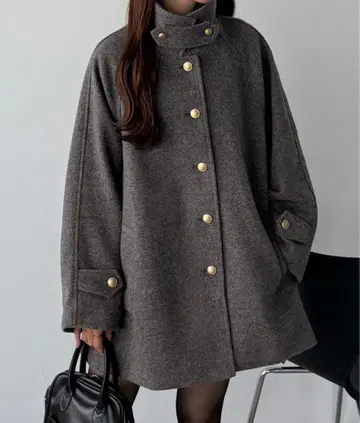 골드 버튼 미들 코트