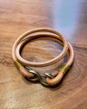 소가죽 둥근 끈 이중 팔찌