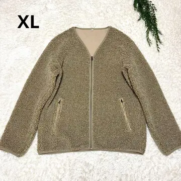 남성용 유니클로 보아 자켓 베이지 V넥 XL