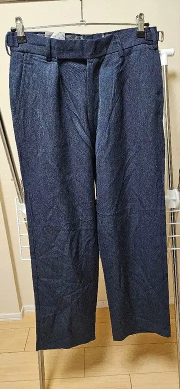 와이드 슬랙스 슬랙스 네이비 다크 블루