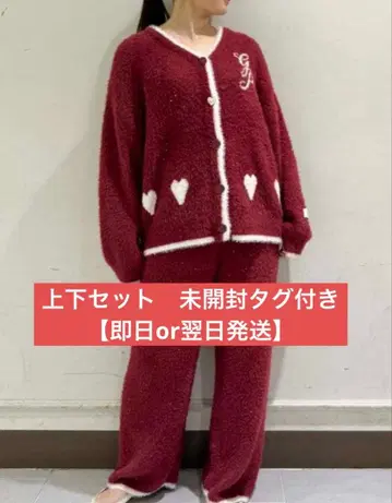 젤라또피케 라메 페더 가디건 & 라메 페더 롱 팬츠