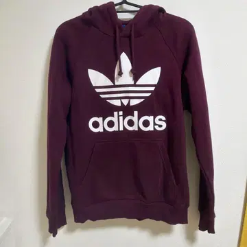 adidas 버건디 후드 부착 후드티 S