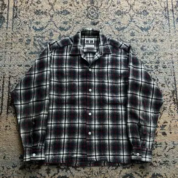 60s 울 섀도우 체크 셔츠 빈티지 검 50s 옴브레