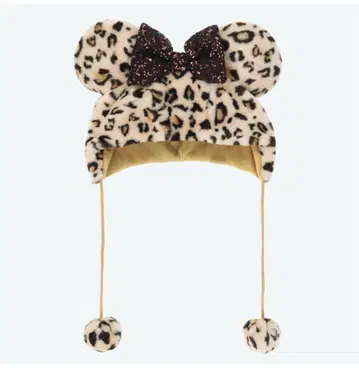 디즈니 팬캡 레오파드 무늬 브라운