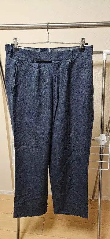 와이드 슬랙스 슬랙스 네이비 다크 블루