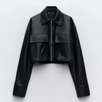 판매 12/30까지 [ ZARA ] 인조 가죽 크롭 자켓 L