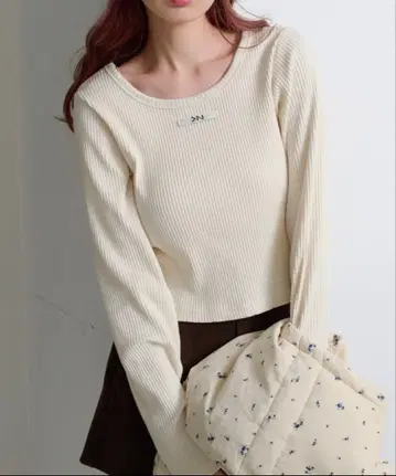 kastane 니트 택 롱 TEE 아이보리 티셔츠