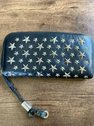 지미추 JIMMY CHOO 장지갑 블랙 스타 스터드 라운드 지퍼