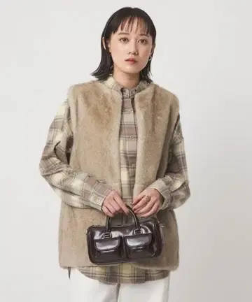 green label relaxing 인조 모피 베스트