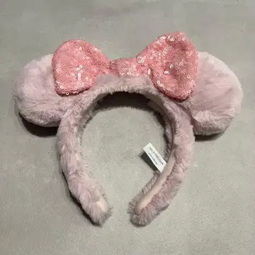 디즈니 복슬복슬 핑크 머리띠 스팽글 미니