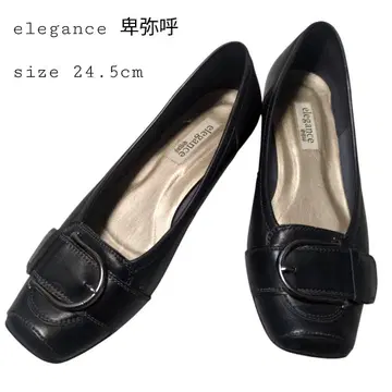 elegance 히미코 버클 천연 가죽 펌프스 24.5cm 블랙