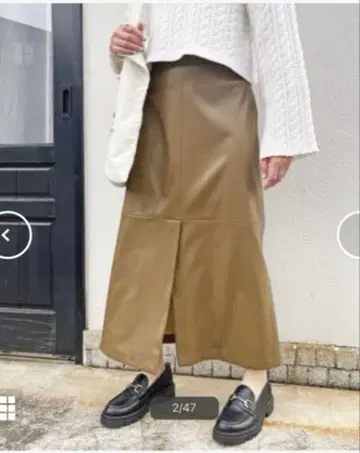 스픽 앤 스팬 인조 가죽 트라페즈 스커트 36