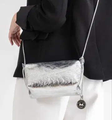 새상품 마르코 마지 천연 가죽 가죽 숄더백 미니백 실버