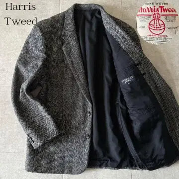 컨디션 최상 해리스 트위드 헤링본 테일러드 자켓 M 차콜 그레이