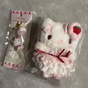 산리오 헬로키티 딸기 휘핑 케이크 시리즈 마스코트 키링