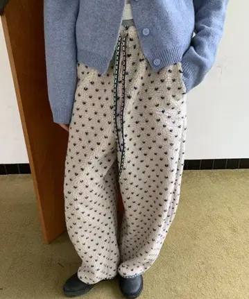 [ blanks ] 도트 무늬 플리스 팬츠 M