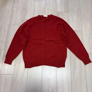 핑크하우스 램스울 크루넥 가디건 레드