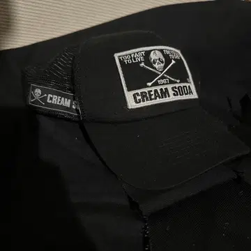 [ CREAM SODA ] 스컬 트러커 캡 블랙 메쉬