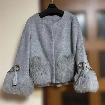 스콧 클럽 fennel 퍼 악센트 숏코트 그레이