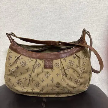 russet 러셋 베이지 캔버스 가죽 숄더백