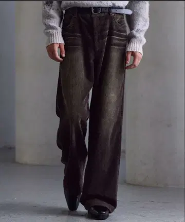 [ CLEL ] 앤티크 디자인 코듀로이 슬랙스 팬츠 브라운 S