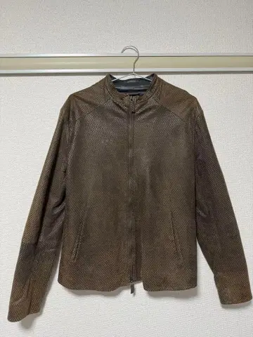 브라운 메쉬 가죽 자켓
