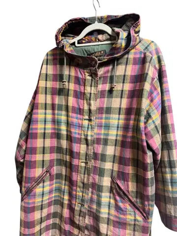 80s Eddiebauer 마드라스 체크 레인코트