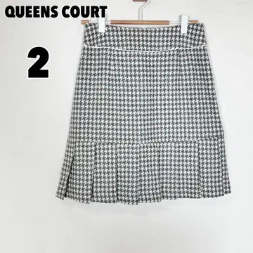 QUEENS COURT 쿠이즈 코트 (2) 하운드투스 플리츠 스커트