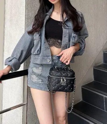 GYDA 큐빅 퀼팅 BAG 블랙