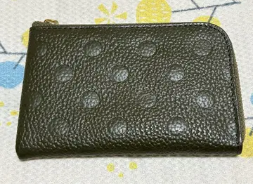 히메지 가죽 도트 엠보 미니 지갑 그린 (카키)