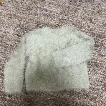 PLST 민트 그린 퍼 긴팔