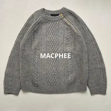 MACPHEE 케이블 ZIP 풀오버 니트 그레이