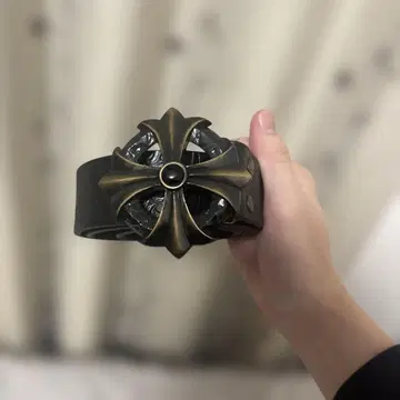 크로스 모티브 가죽 벨트