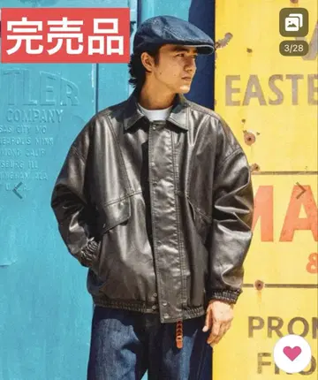 니코앤드 블루종 아우터 인조 가죽 블루종 남성용 다크 브라운 L