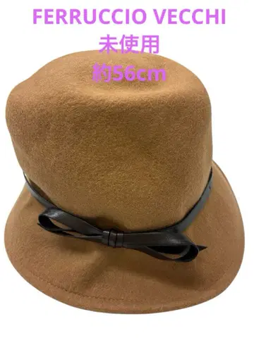 미사용 이탈리아제 FERRUCCIO VECCHI 브라운 울 햇
