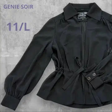 제니 소와르 가디건 시어 소재 허리 리본 블랙 11호 L