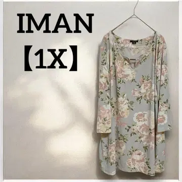 IMAN [ 1X ] 플라워 프린트 튜닉 꽃무늬 상의 빅 사이즈 멋스러운