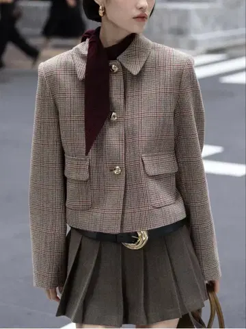 zara 하운드투스 패턴 숏 블레이저 xs