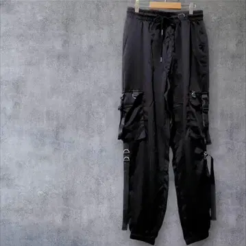 블랙 카고 조거 팬츠 M 포켓 펑크