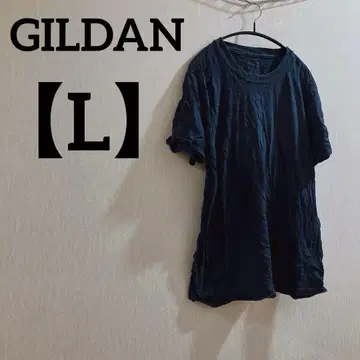 GILDAN [ L ] 반팔 T셔츠 네이비 100% 코튼 심플 무지