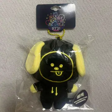 BT21 마스코트 블랙 옐로우 컬러 약 15cm BT21 키링 치미