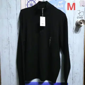 유니클로 캐시미어 하프 지퍼 스웨터 블랙 m