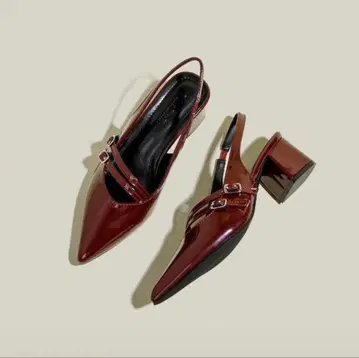 뮬 펌프스 27.0cm 와인 레드 보르도