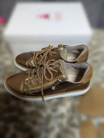 FitFit 아웃 스티치 비쥬 레더 스니커즈