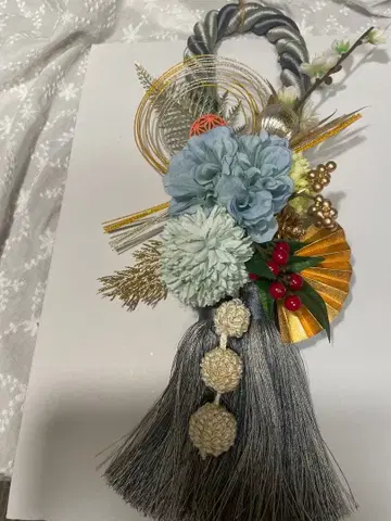 설날 볏짚 장식 일본풍 꽃 장식 인테리어 장식 약 30cm