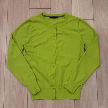 네온 그린 니트 가디건