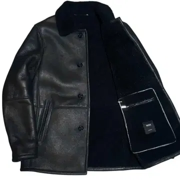 희소 HUGO BOSS 무스탕 양가죽 가죽 자켓 블랙 사이즈 44